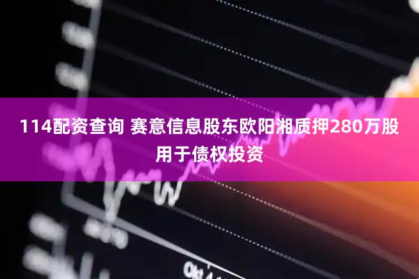 114配资查询 赛意信息股东欧阳湘质押280万股用于债权投资