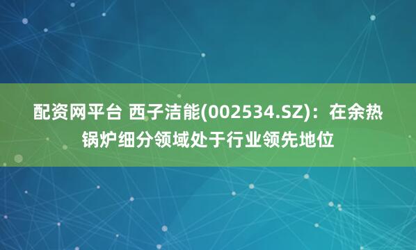 配资网平台 西子洁能(002534.SZ)：在余热锅炉细分领域处于行业领先地位