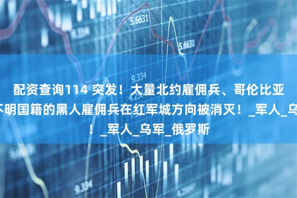 配资查询114 突发！大量北约雇佣兵、哥伦比亚雇佣兵和不明国籍的黑人雇佣兵在红军城方向被消灭！_军人_乌军_俄罗斯